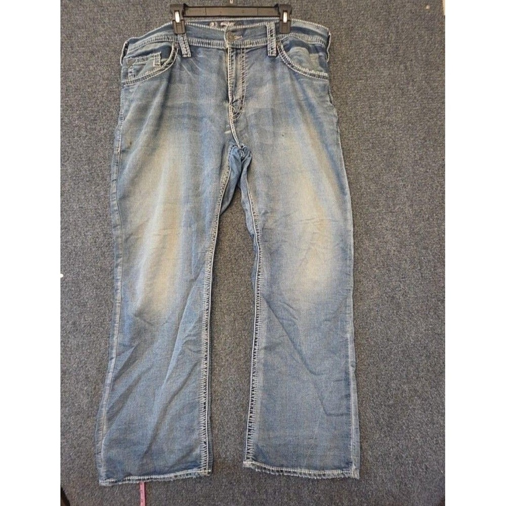 Silver Jeans Co. Zac Jeans Mens 40x34 Blue Relaxed Straight Leg Stretch Denim